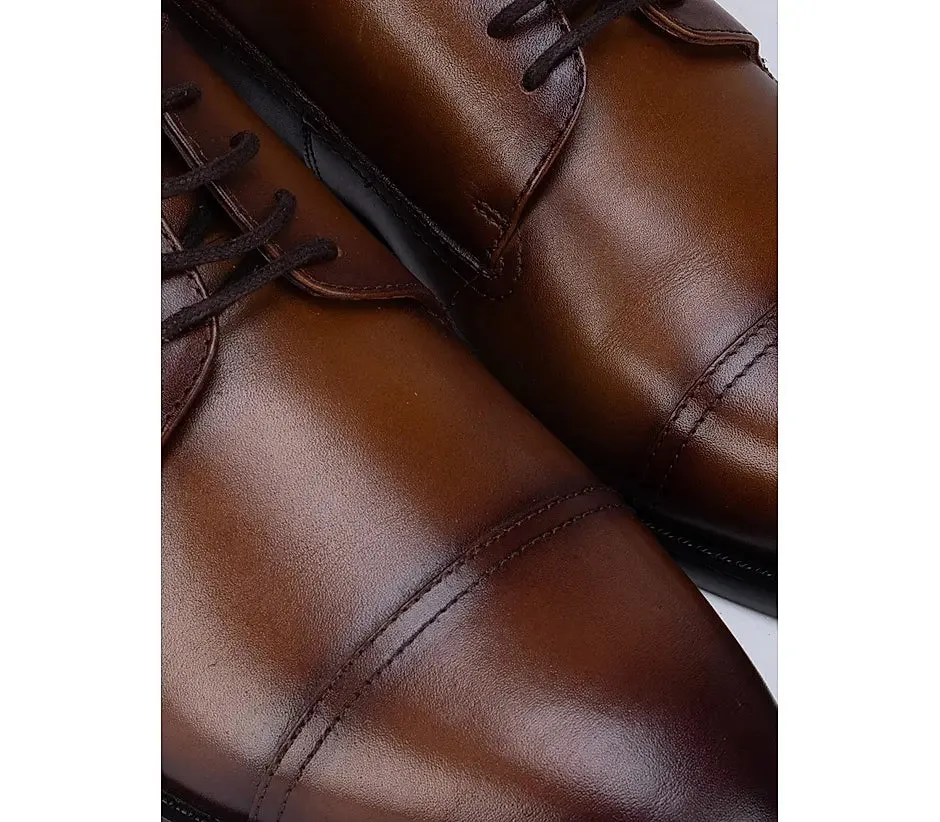 Tan Leather Toe Cap Lace Ups
