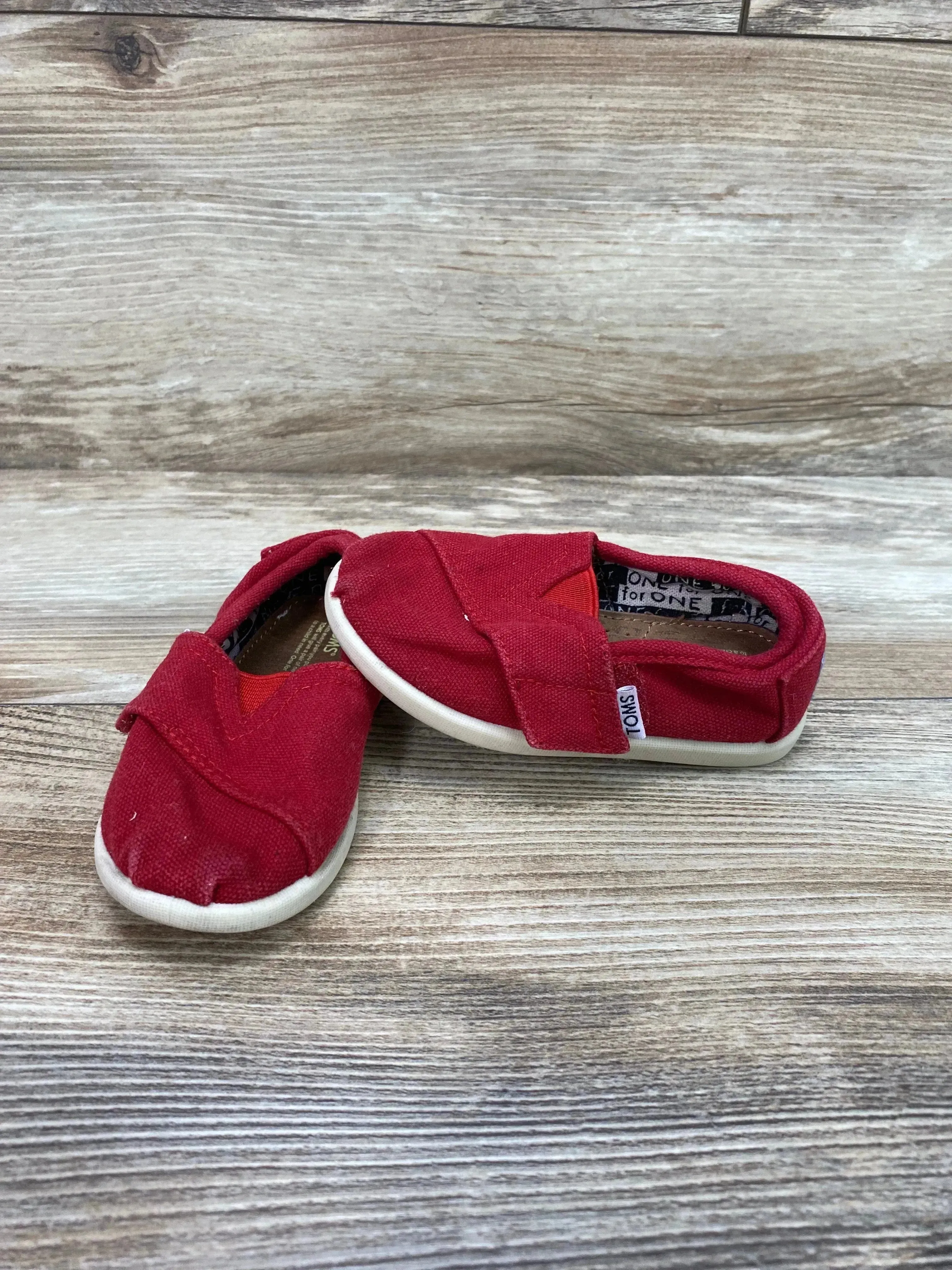 Toms Tiny Alpargata Shoes Red sz 6c