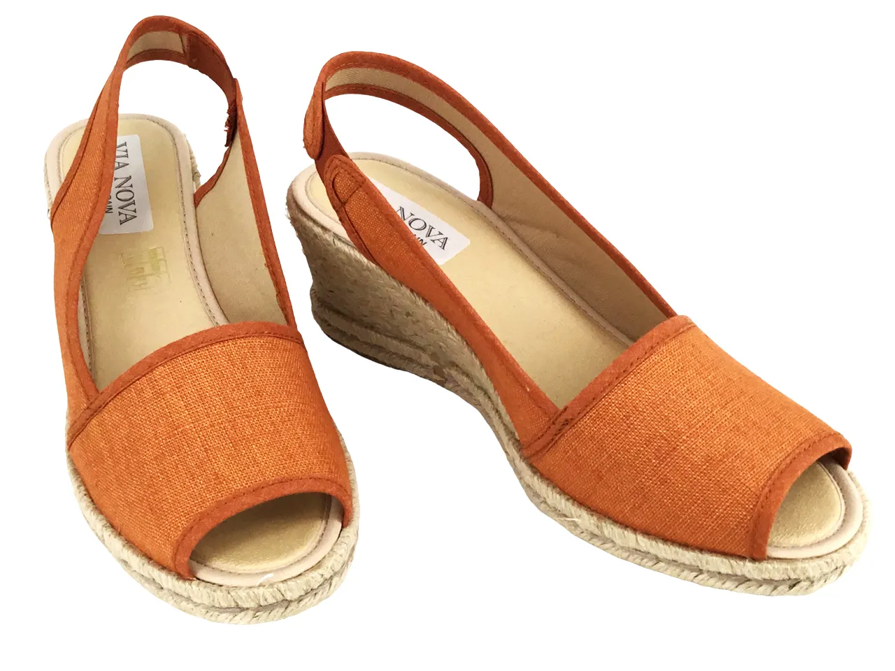 Via Nova FROLLY Orange Wedges Espadrilles